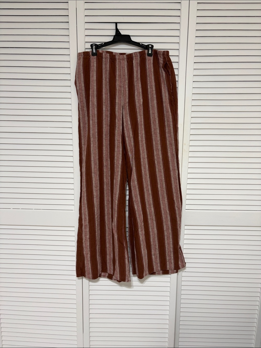 a new day Women's Wide-Leg Striped Pants in Rust and Beige